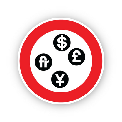 Red Ring Four Currency Symbols Circle Vinyl Decal Stickers