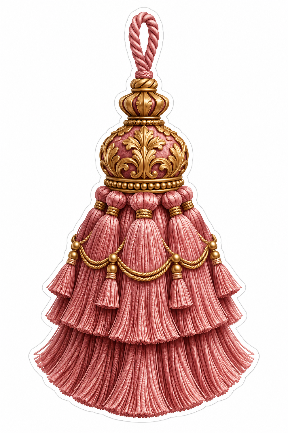 Dusty Rose Layered Tassel with Gold Details Vinyl Decal Stickers