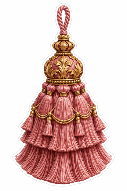 Dusty Rose Layered Tassel with Gold Details Vinyl Decal Stickers