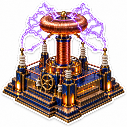 Copper Coil With Purple Electric Arcs Art Vinyl Decal Stickers