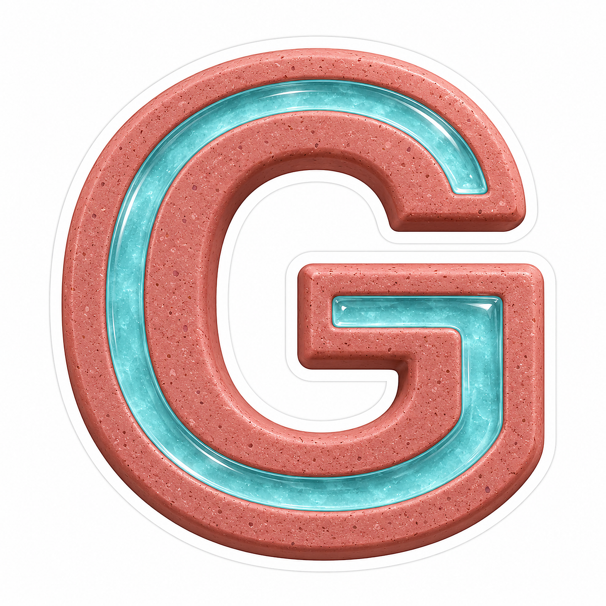 Rose Cyan Inset Capital Letter G Art Vinyl Decal Stickers