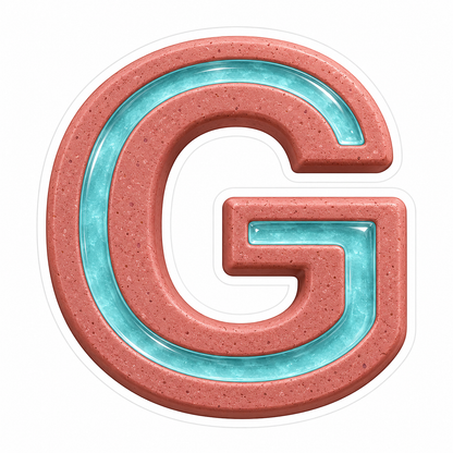 Rose Cyan Inset Capital Letter G Art Vinyl Decal Stickers