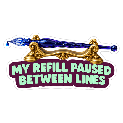 Blue Glass Pen on Gold Rest with Refill Quote Vinyl Decal Stickers