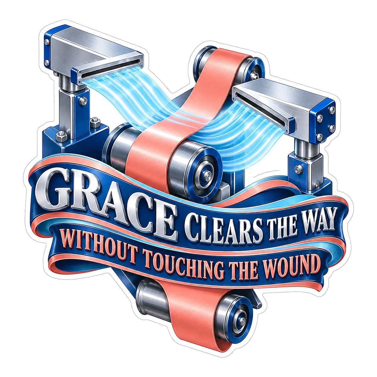 Red Ribbon Blue Rollers Grace Art Vinyl Decal Stickers