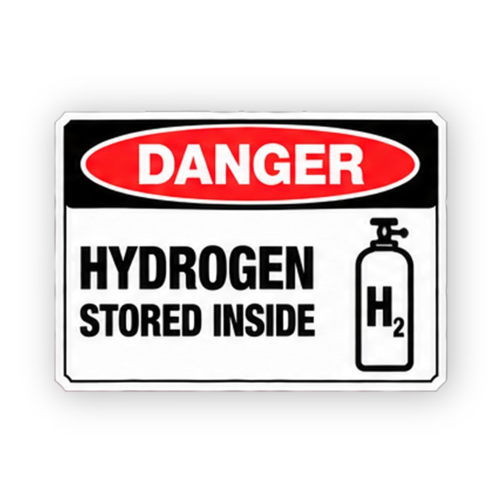 Black Danger Hydrogen Stored Cylinder Panel Vinyl Decal Stickers