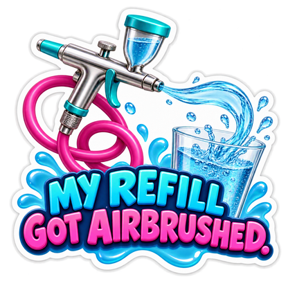 Teal Airbrush Filling a Water Glass Vinyl Decal Stickers