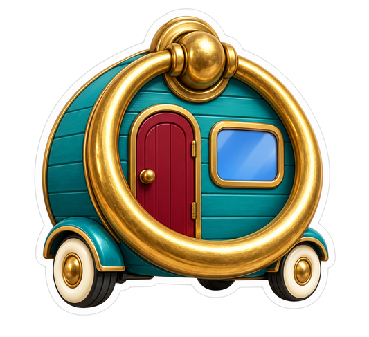 Teal Door Knocker Shaped Camper Art Vinyl Decal Stickers