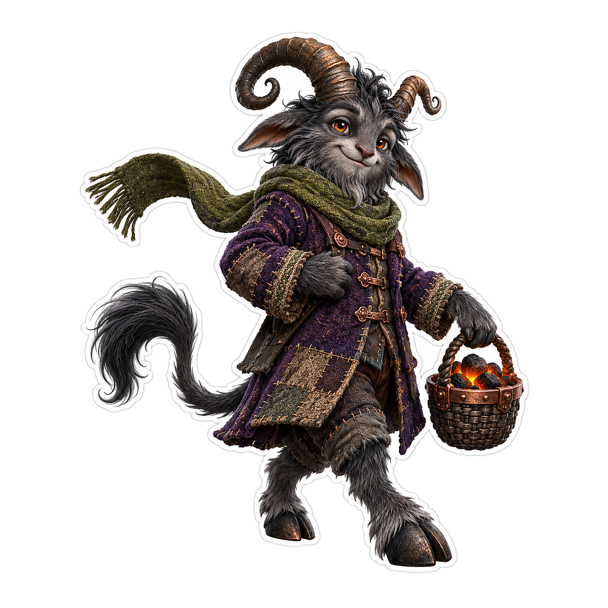 Horned Goat Figure with Purple Coat Art Vinyl Decal Stickers