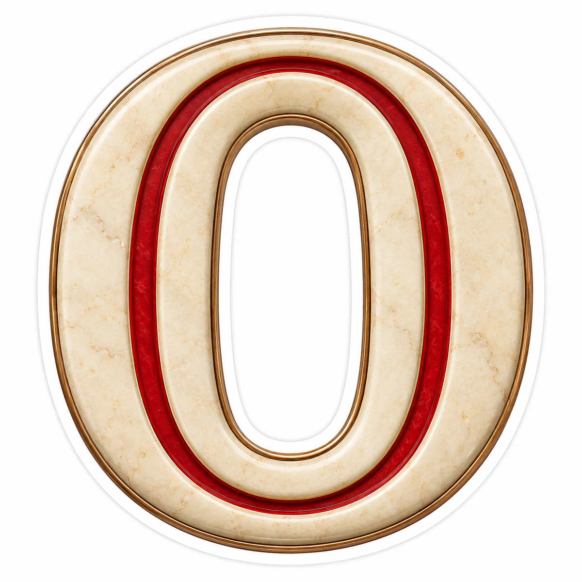 Cream Stone Letter O with Red Inset Art Vinyl Decal Stickers