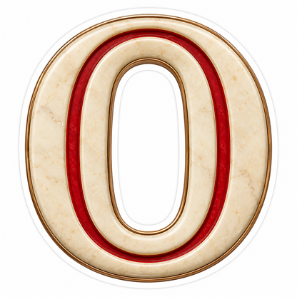 Cream Stone Letter O with Red Inset Art Vinyl Decal Stickers