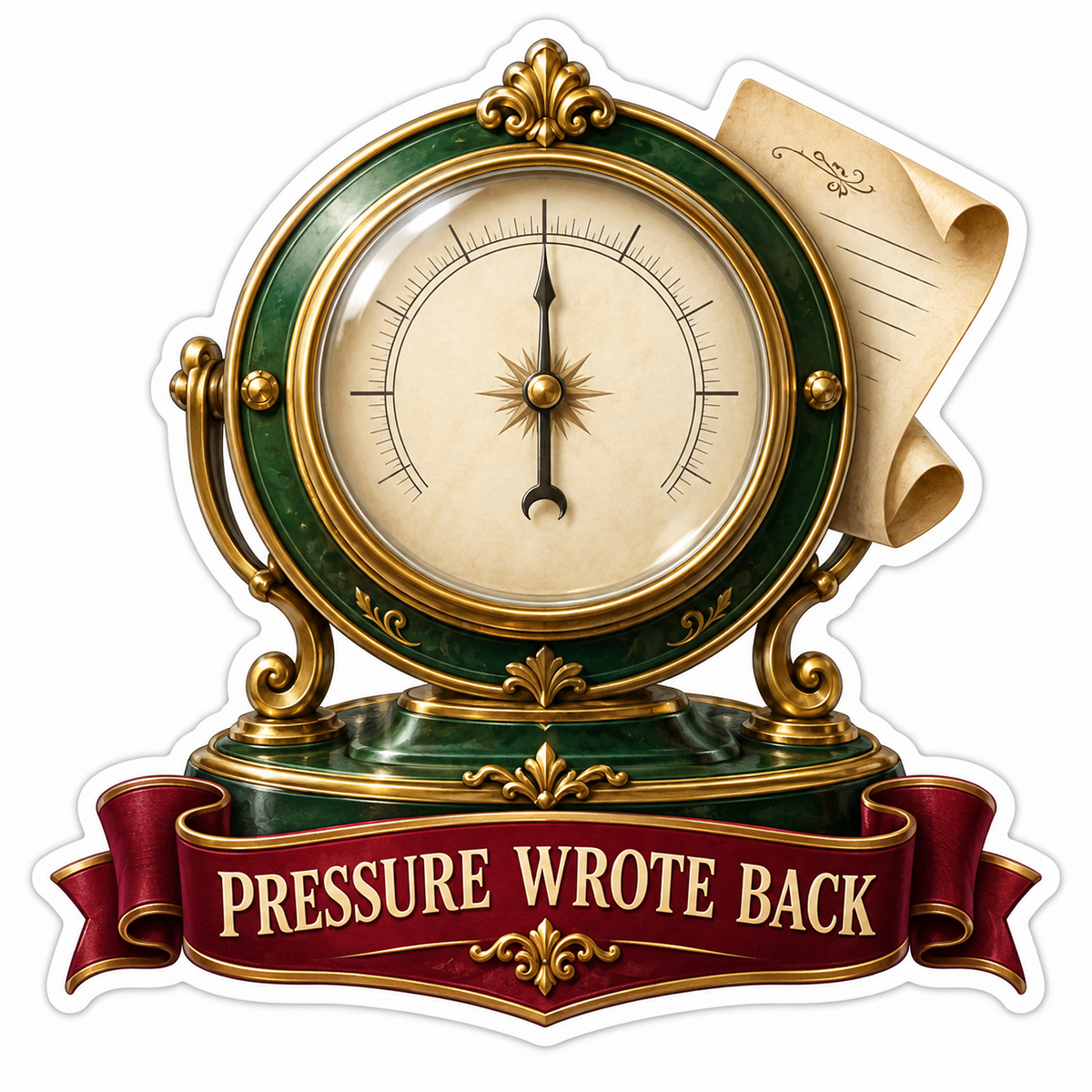 Golden Barometer and Scroll Artwork Vinyl Decal Stickers