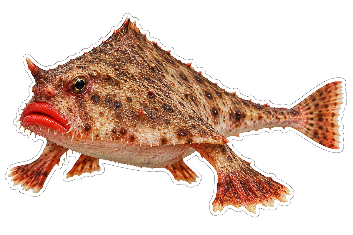 Brown Batfish with Red Lips Art Vinyl Decal Stickers