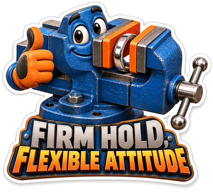 Blue Bench Vise Giving a Thumbs Up Vinyl Decal Stickers
