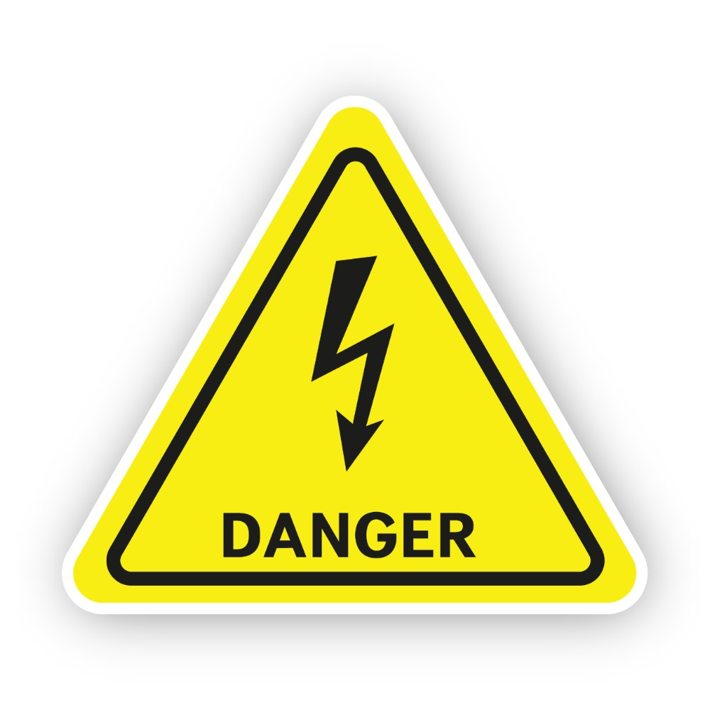 Yellow Danger Single Bolt Triangle Vinyl Decal Stickers