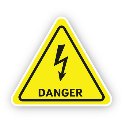 Yellow Danger Single Bolt Triangle Vinyl Decal Stickers