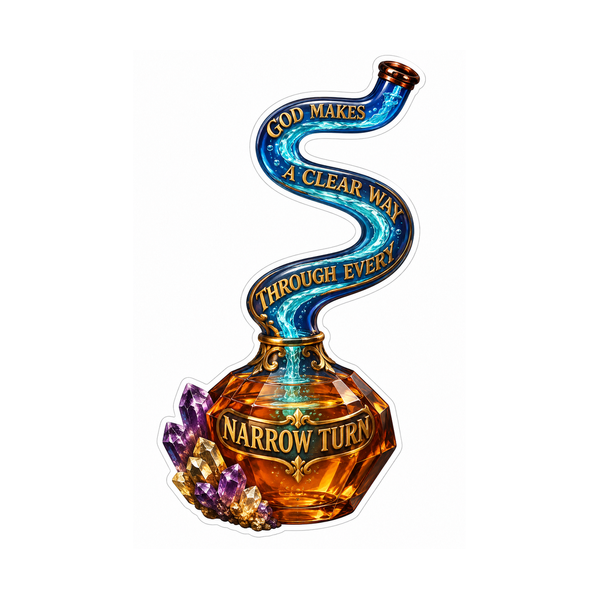 Faith Curved Blue and Gold Flask Art Vinyl Decal Stickers