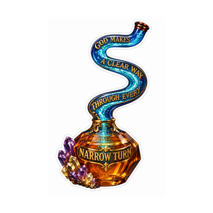 Faith Curved Blue and Gold Flask Art Vinyl Decal Stickers
