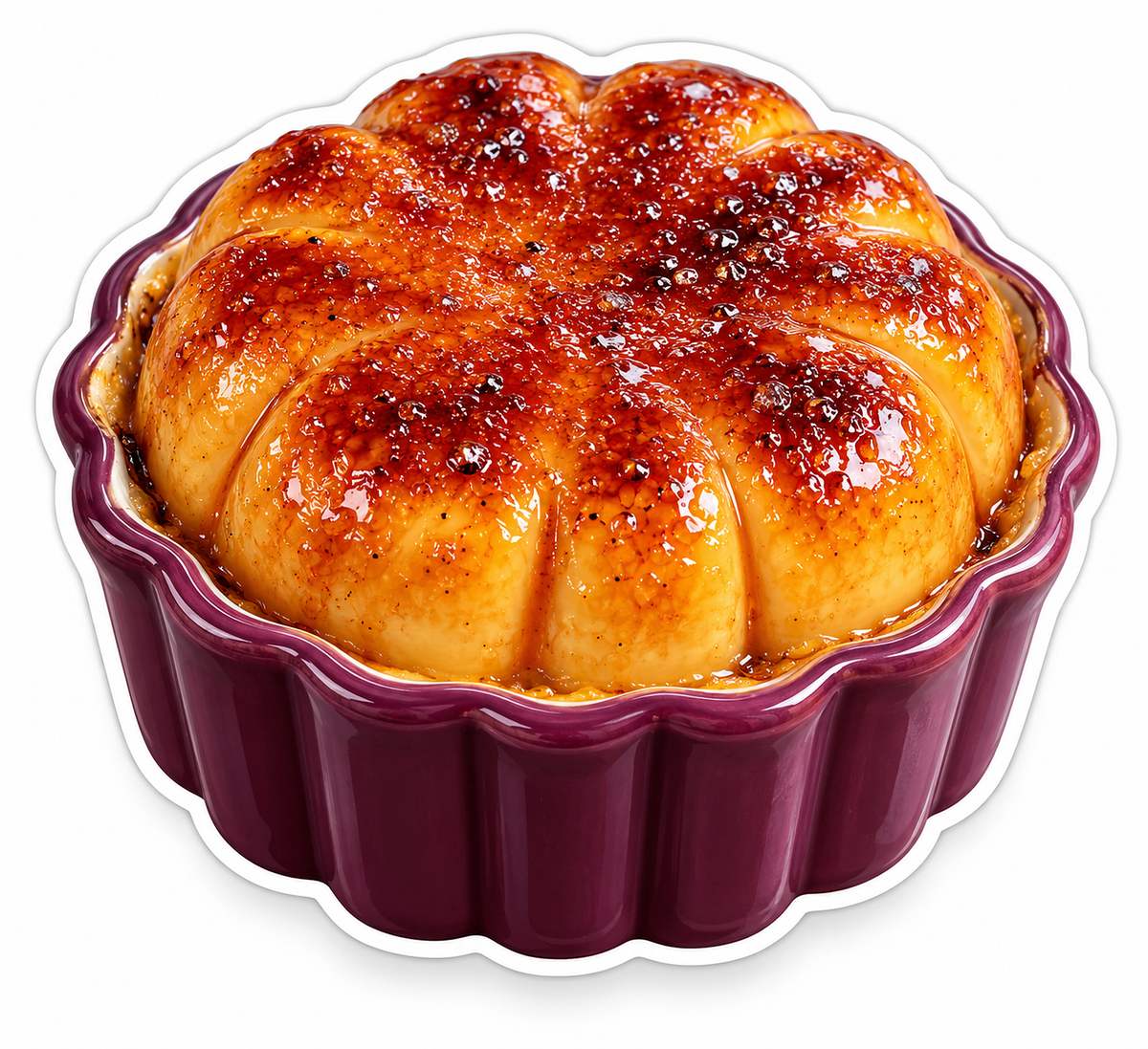 Golden Baked Pastry in Burgundy Fluted Dish Vinyl Decal Stickers
