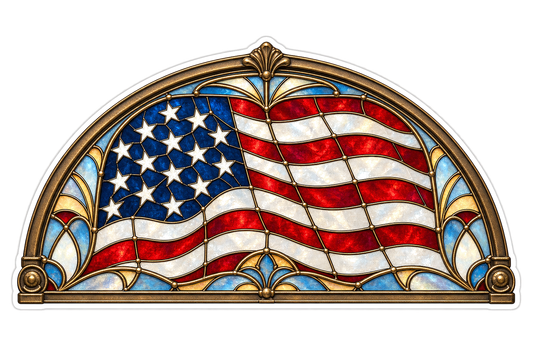 American Flag Arched Stained Glass Art Vinyl Decal Stickers