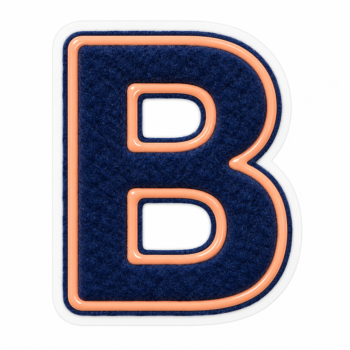 Navy Felt Peach Outline Letter B Vinyl Decal Stickers