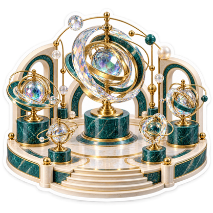 Crystal Gyroscope Rings on Green Gold Stage Vinyl Decal Stickers