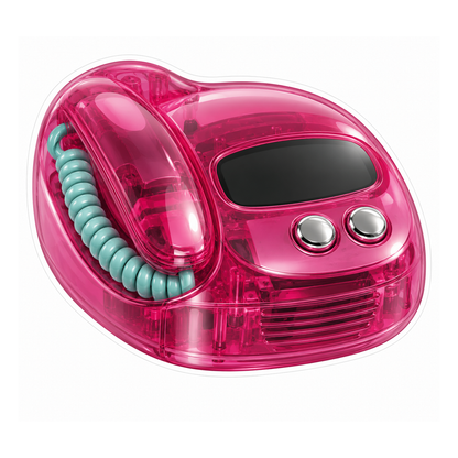 Clear Pink Telephone Teal Cord Art Vinyl Decal Stickers
