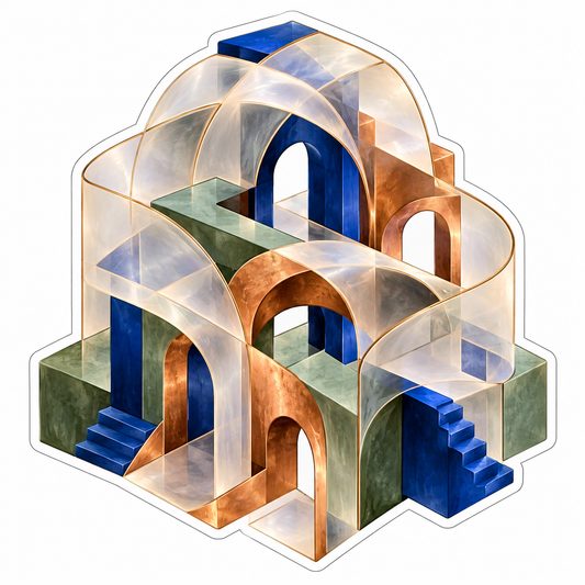 Abstract Layered Arches Blue Stairs Art Vinyl Decal Stickers