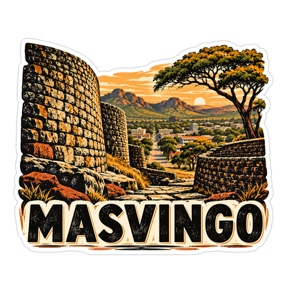 Masvingo Stone Walls Sunset Travel Art Vinyl Decal Stickers