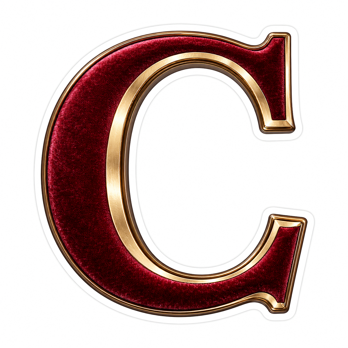 Burgundy Velvet Gold Trim Letter C Vinyl Decal Stickers