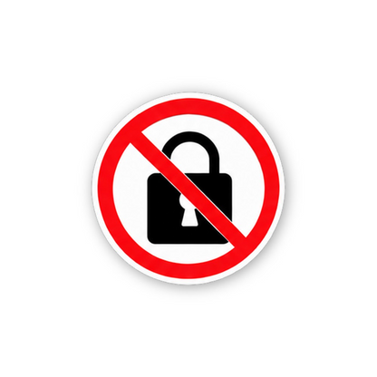 Red Crossed Black Padlock Small Circle Vinyl Decal Stickers