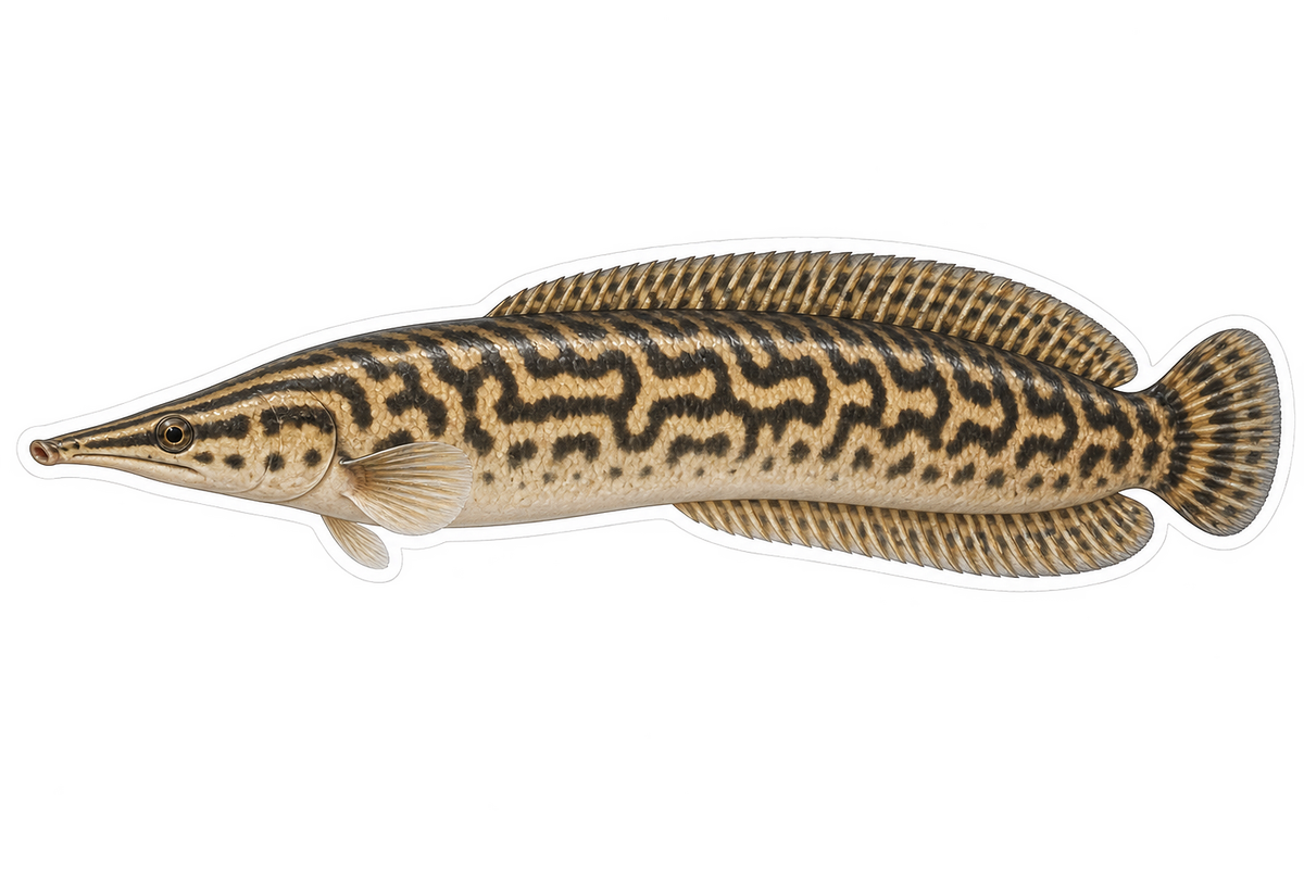 Long Snouted Patterned Eel Art Vinyl Decal Stickers