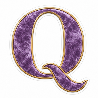 Purple Velvet Gold Border Letter Q Art Vinyl Decal Stickers