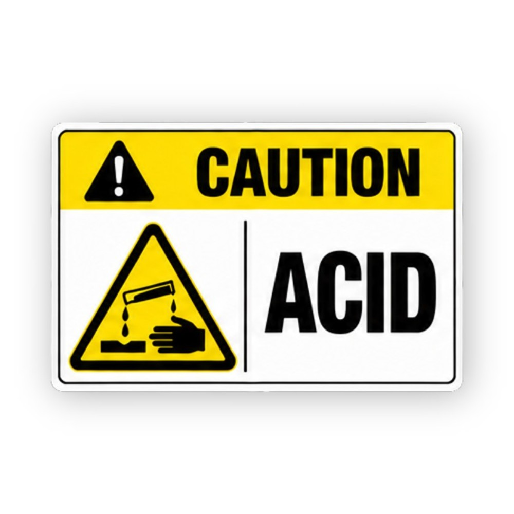 Yellow Caution Acid Hand Triangle Panel Vinyl Decal Stickers