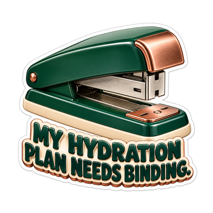 Green Copper Stapler with Water Lettering Vinyl Decal Stickers