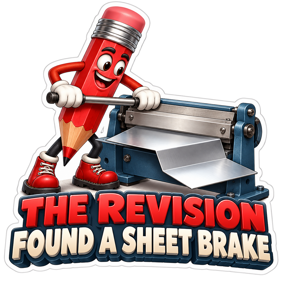 Red Pencil Mascot Using Metal Sheet Brake Vinyl Decal Stickers