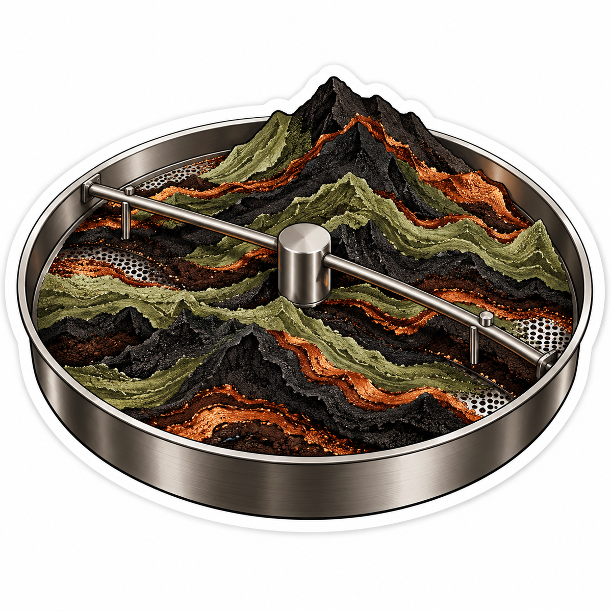 Round Metal Tray Layered Mountain Scene Art Vinyl Decal Stickers