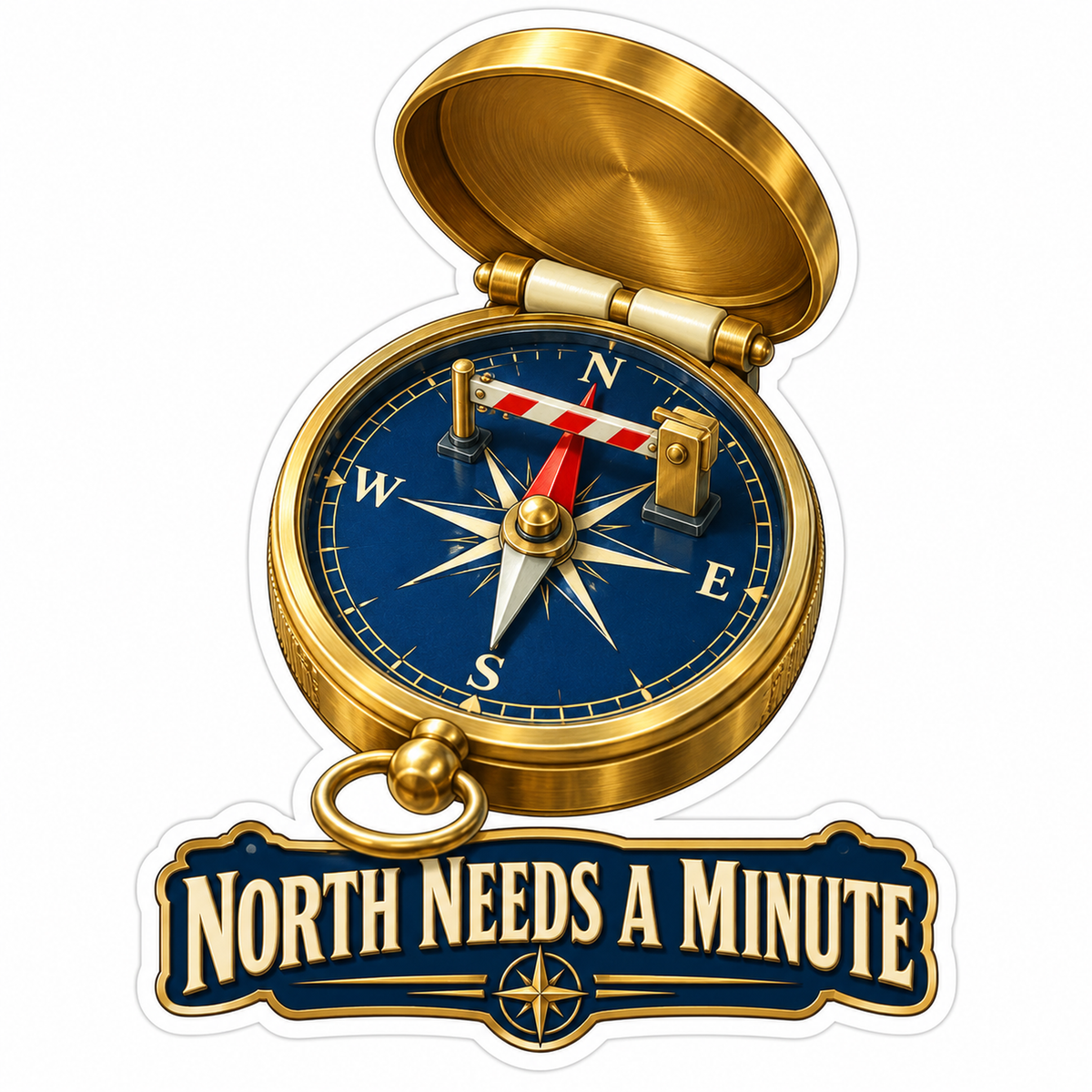 Brass Compass North Needs a Minute Quote Art Vinyl Decal Stickers