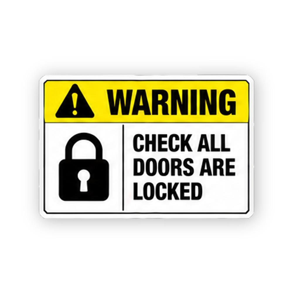 Yellow Warning Check Doors Padlock Panel Vinyl Decal Stickers