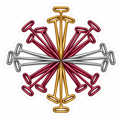 Radial Burgundy Gold Silver T Handle Pins Art Vinyl Decal Stickers