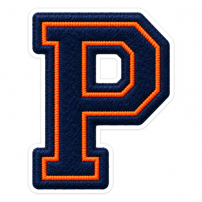 Navy Felt Orange Stitch Letter P Vinyl Decal Stickers