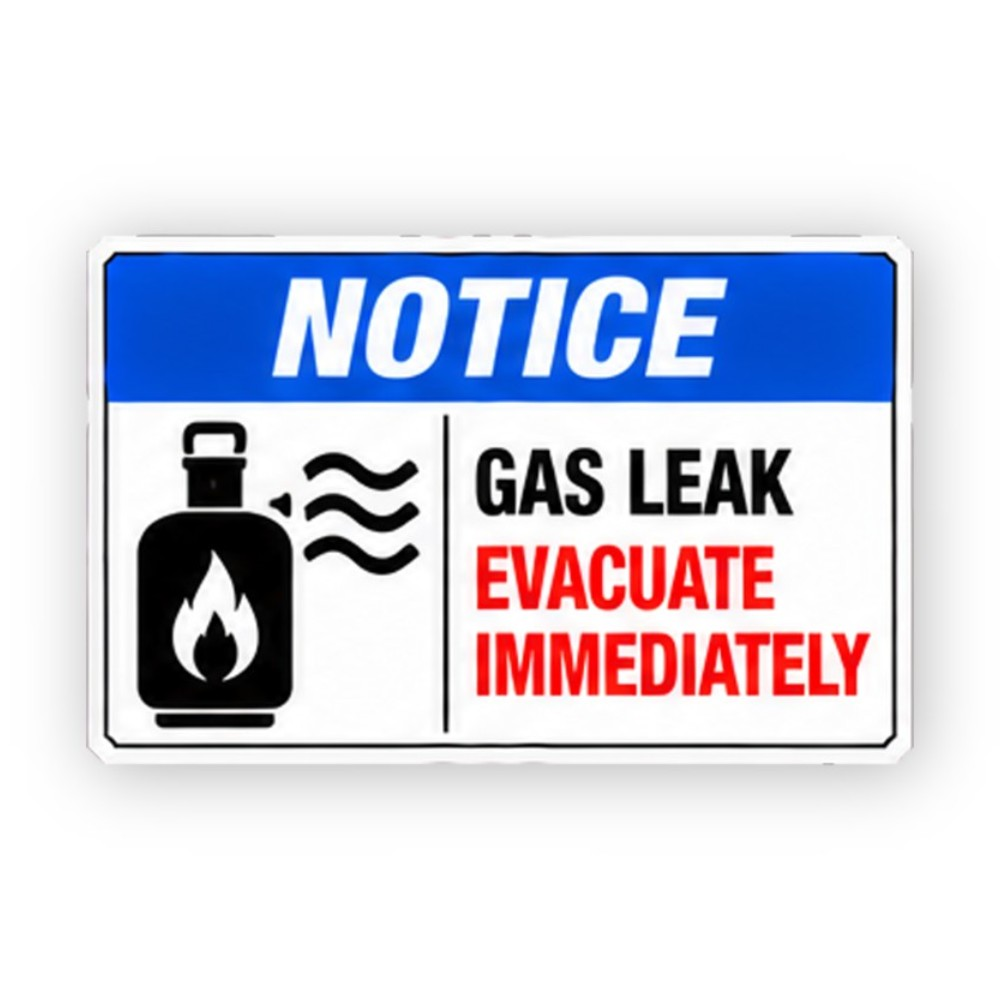 Blue Notice Gas Leak Cylinder Waves Panel Vinyl Decal Stickers