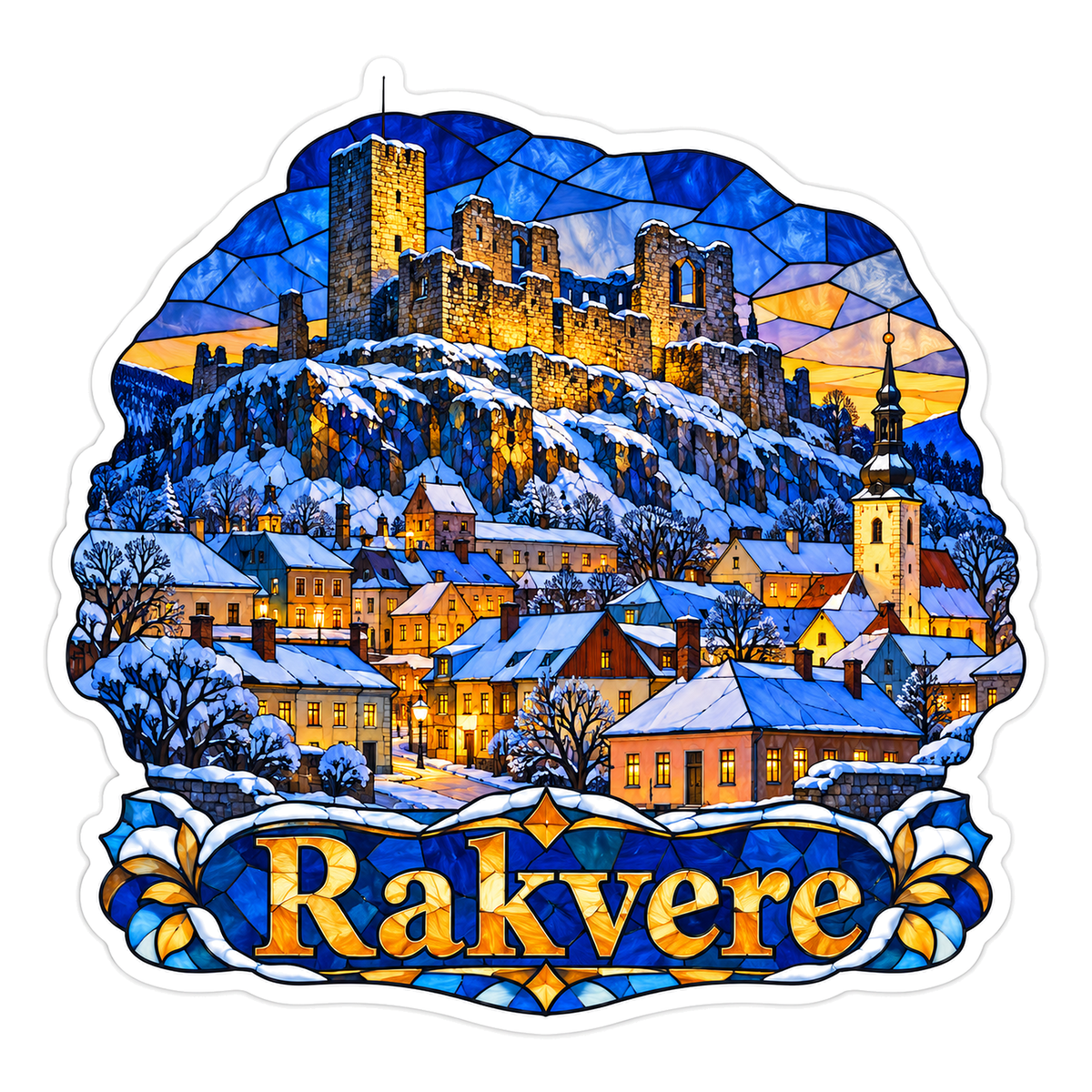 Rakvere Winter Castle Travel Art Vinyl Decal Stickers