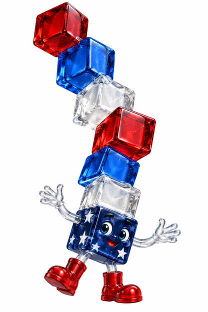 Patriotic Stacked Cantilevered Glass Cubes Art Vinyl Decal Stickers