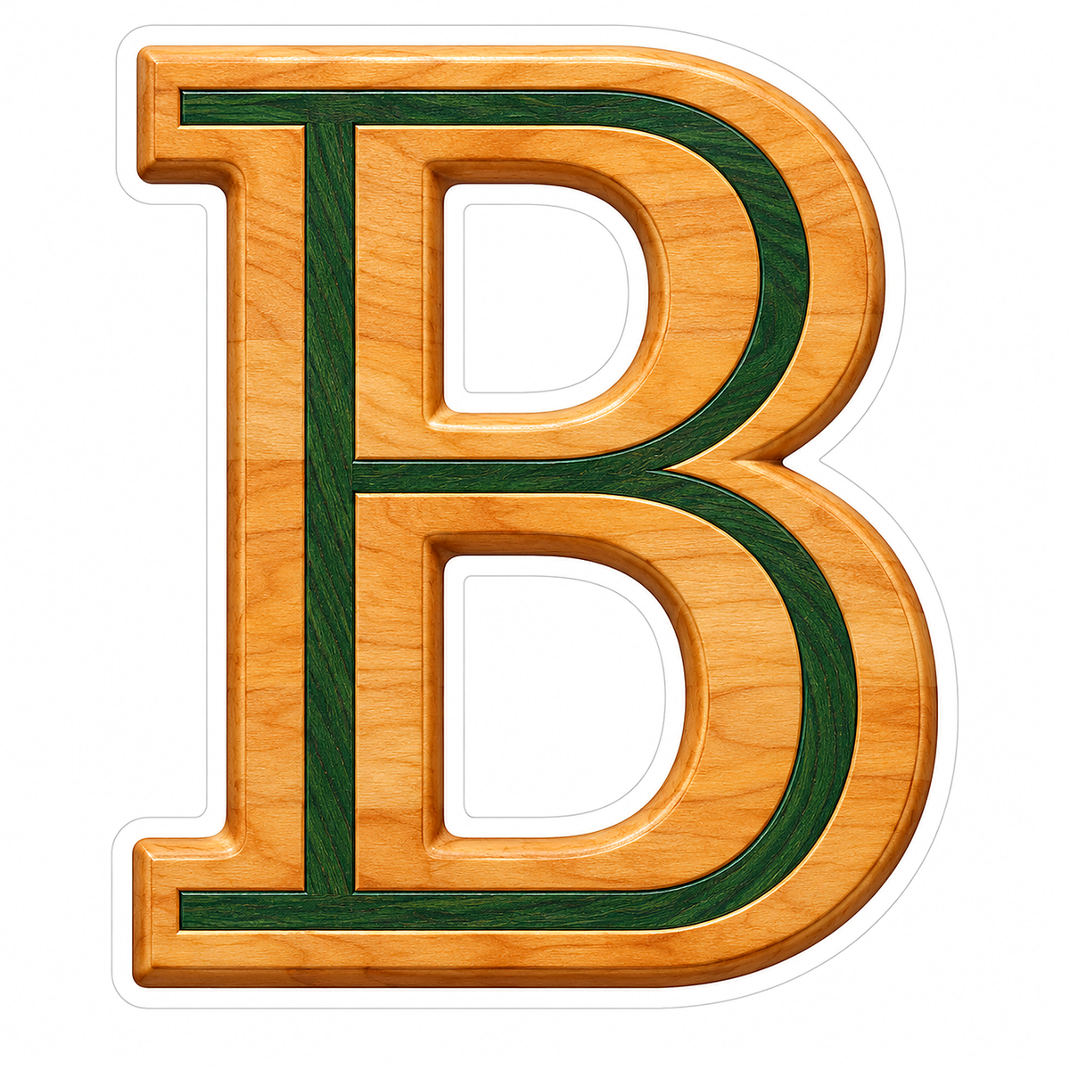 Honey Wood Green Inlay Letter B Art Vinyl Decal Stickers