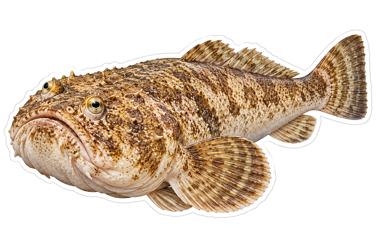 Mottled Giant Stargazer Fish Wide Face Vinyl Decal Stickers