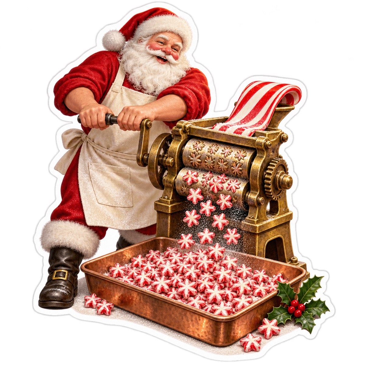 Santa Rolling Red and White Star Candy Art Vinyl Decal Stickers