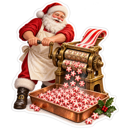 Santa Rolling Red and White Star Candy Art Vinyl Decal Stickers