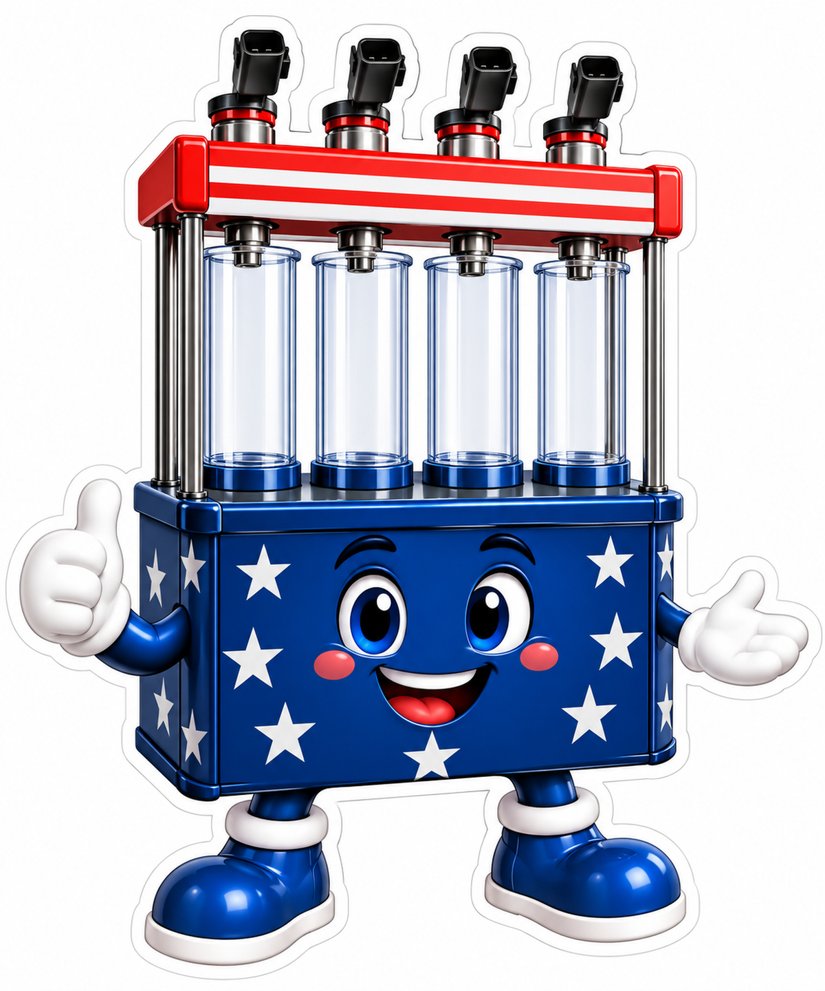 Patriotic Four Clear Tubes Mascot Art Vinyl Decal Stickers