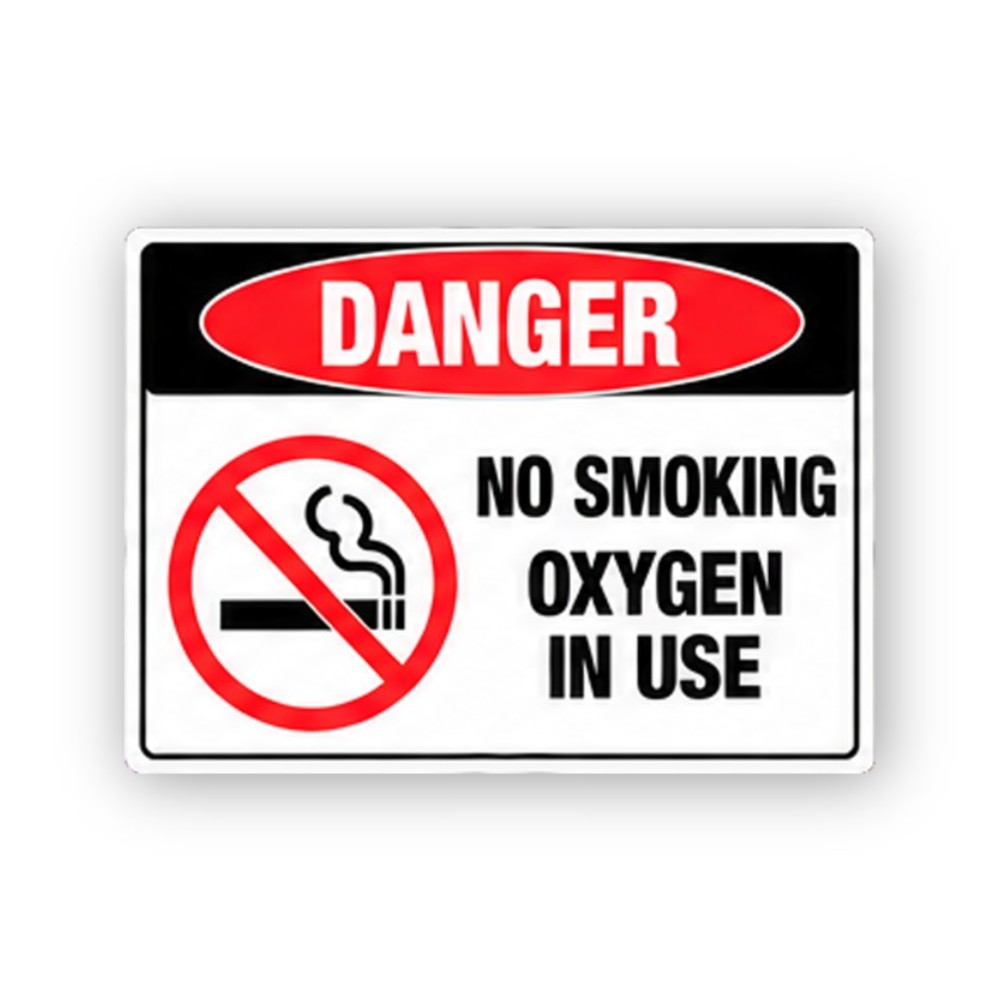 Red Oxygen No Smoking Text Panel Vinyl Decal Stickers