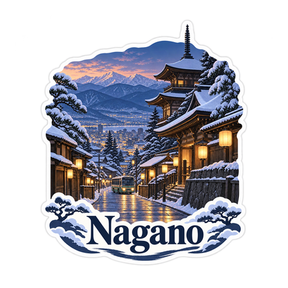 Nagano Snowy Temple Lane Landscape Vinyl Decal Stickers